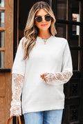 Samantha Lace Sleeve Two-piece Fuzzy Sweater