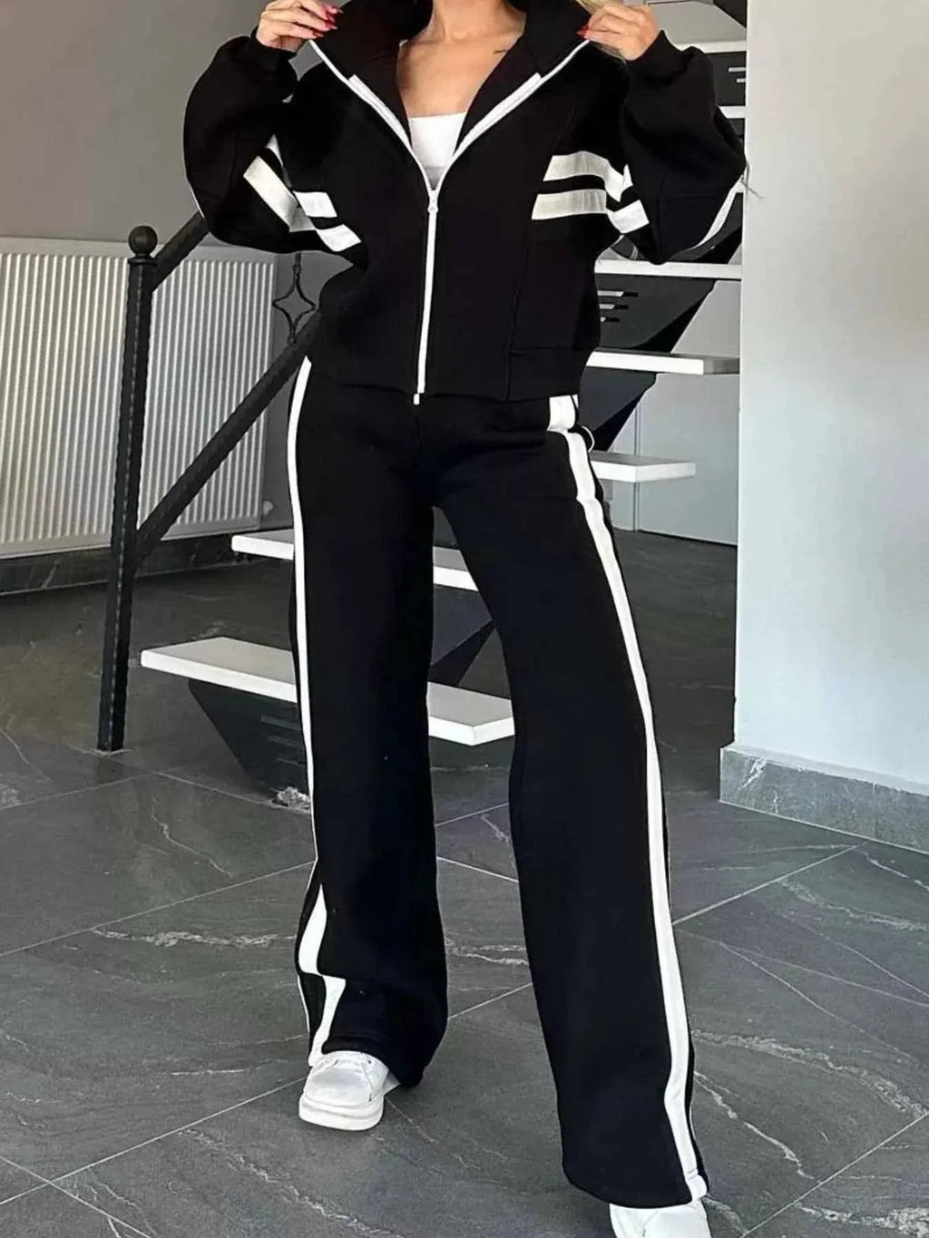 Plus Stripes Zip Set: Full-Size Comfort Duo