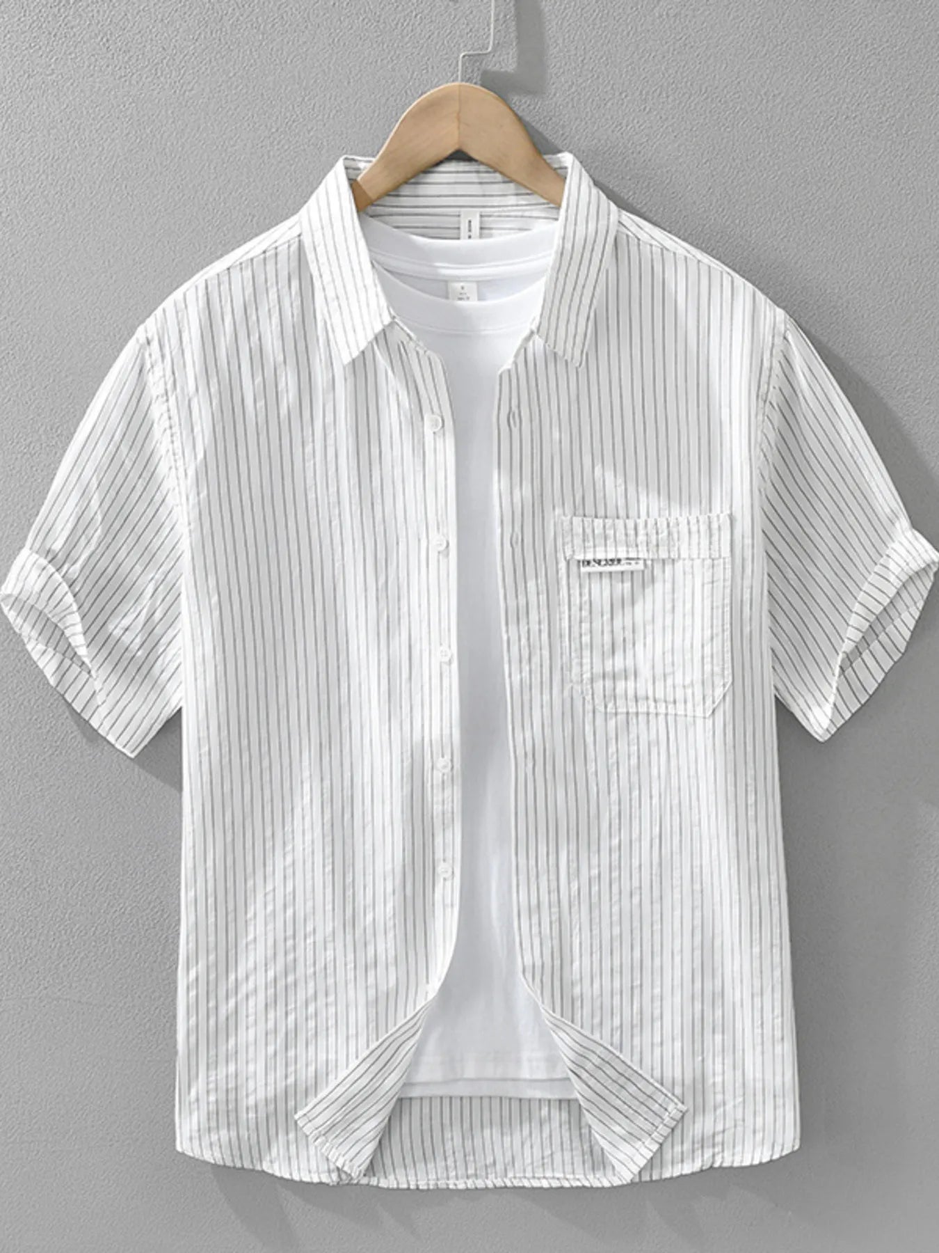 Men's Breathable Striped Short Sleeve Shirt