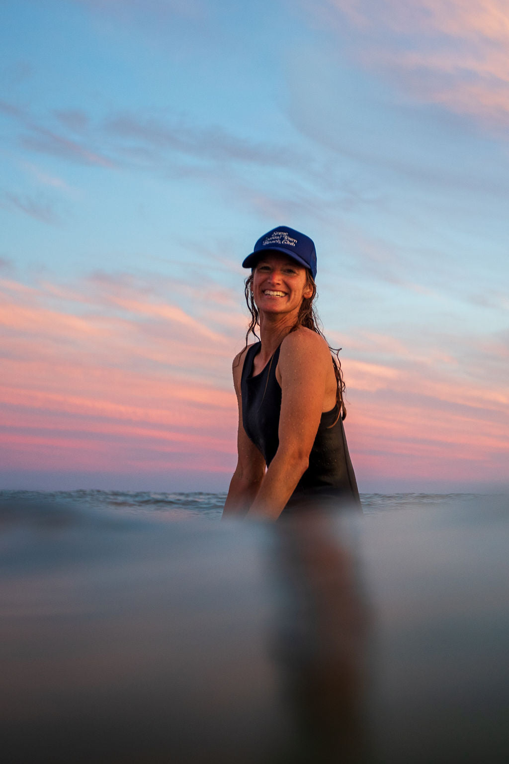 Beach Club Trucker Snapback Hat - Mariner Blue