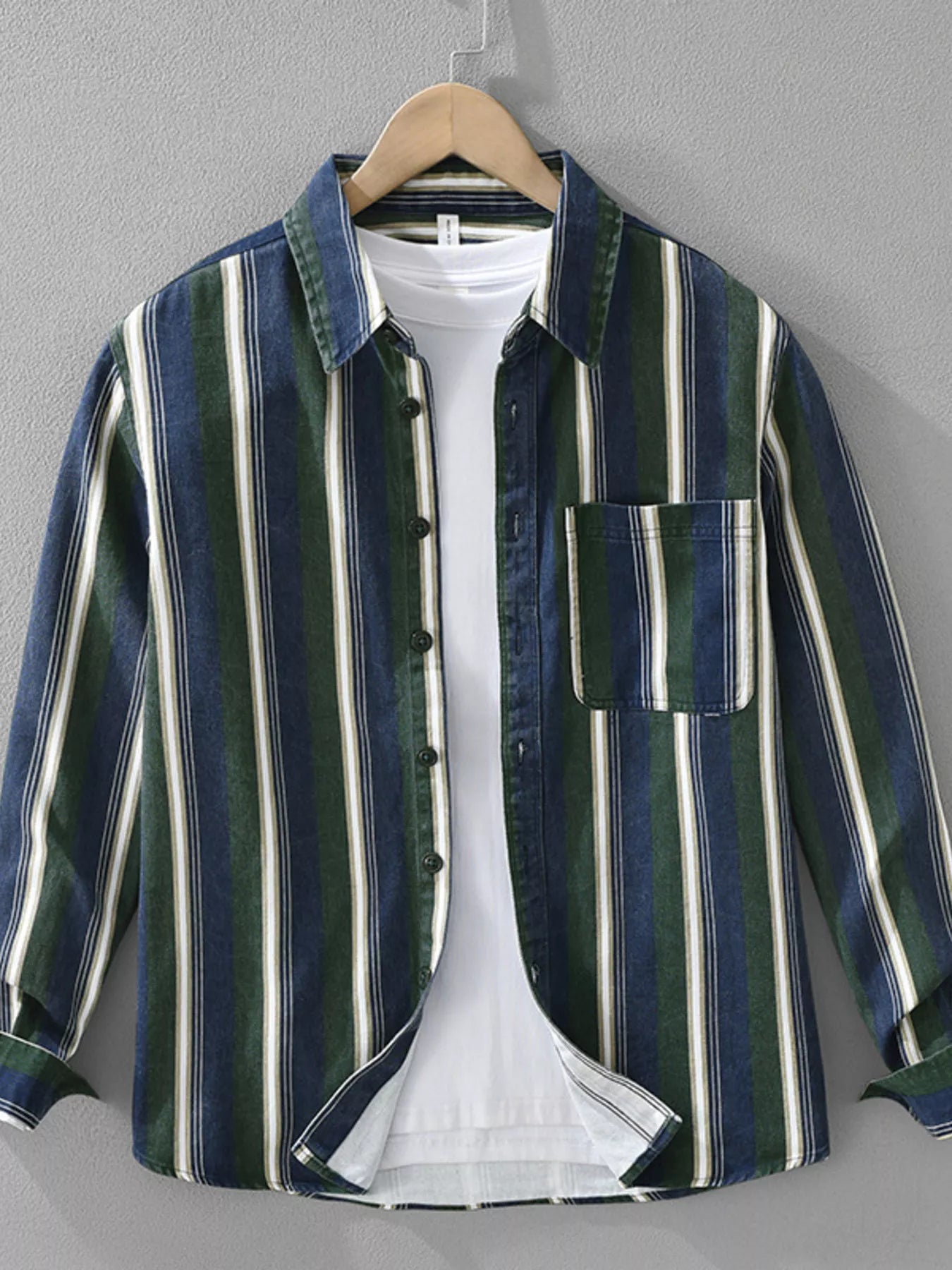 Men's Striped Casual Long Sleeve Shirt