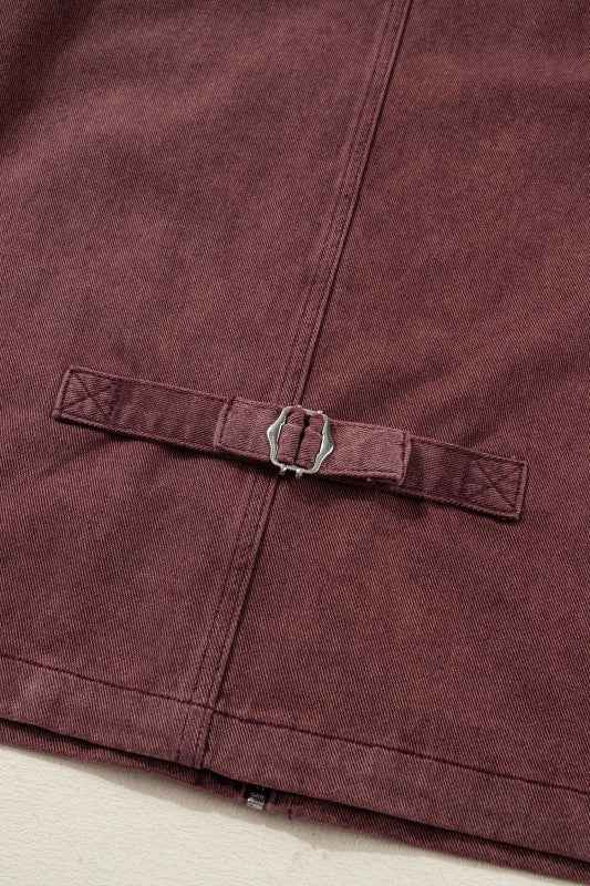 Corduroy Collar Zipped Front Denim Jacket