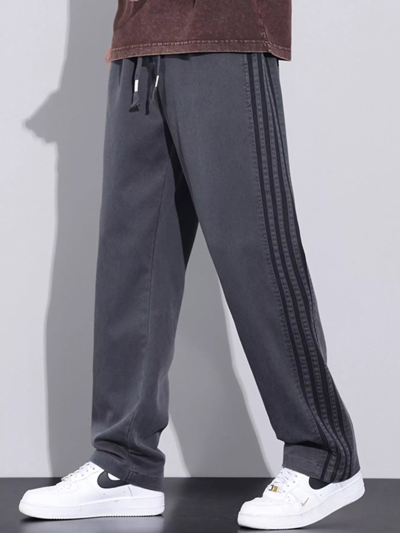Men's Casual Loose Fit Stripes Pants
