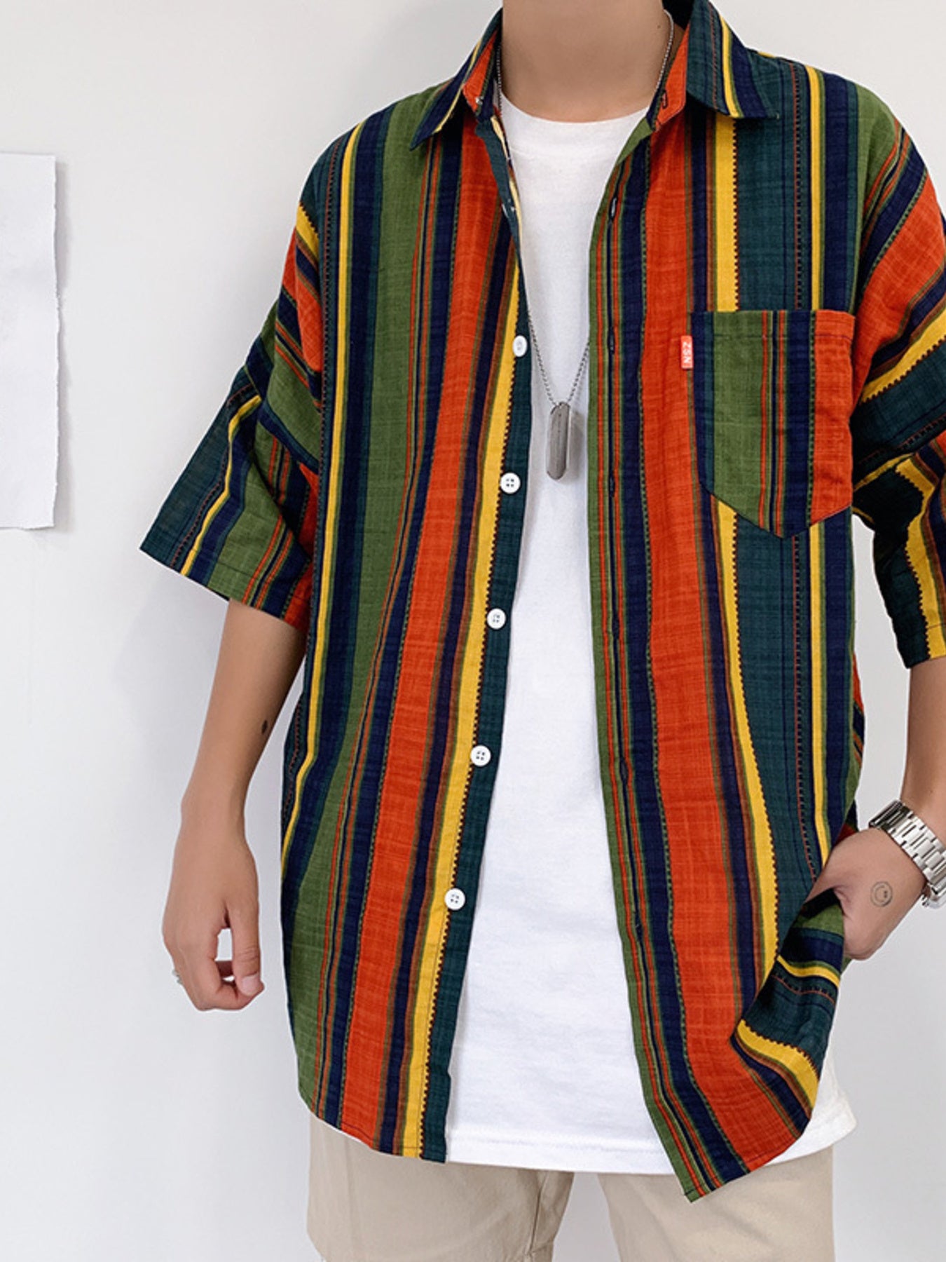 Men's Striped Half Sleeve Shirt