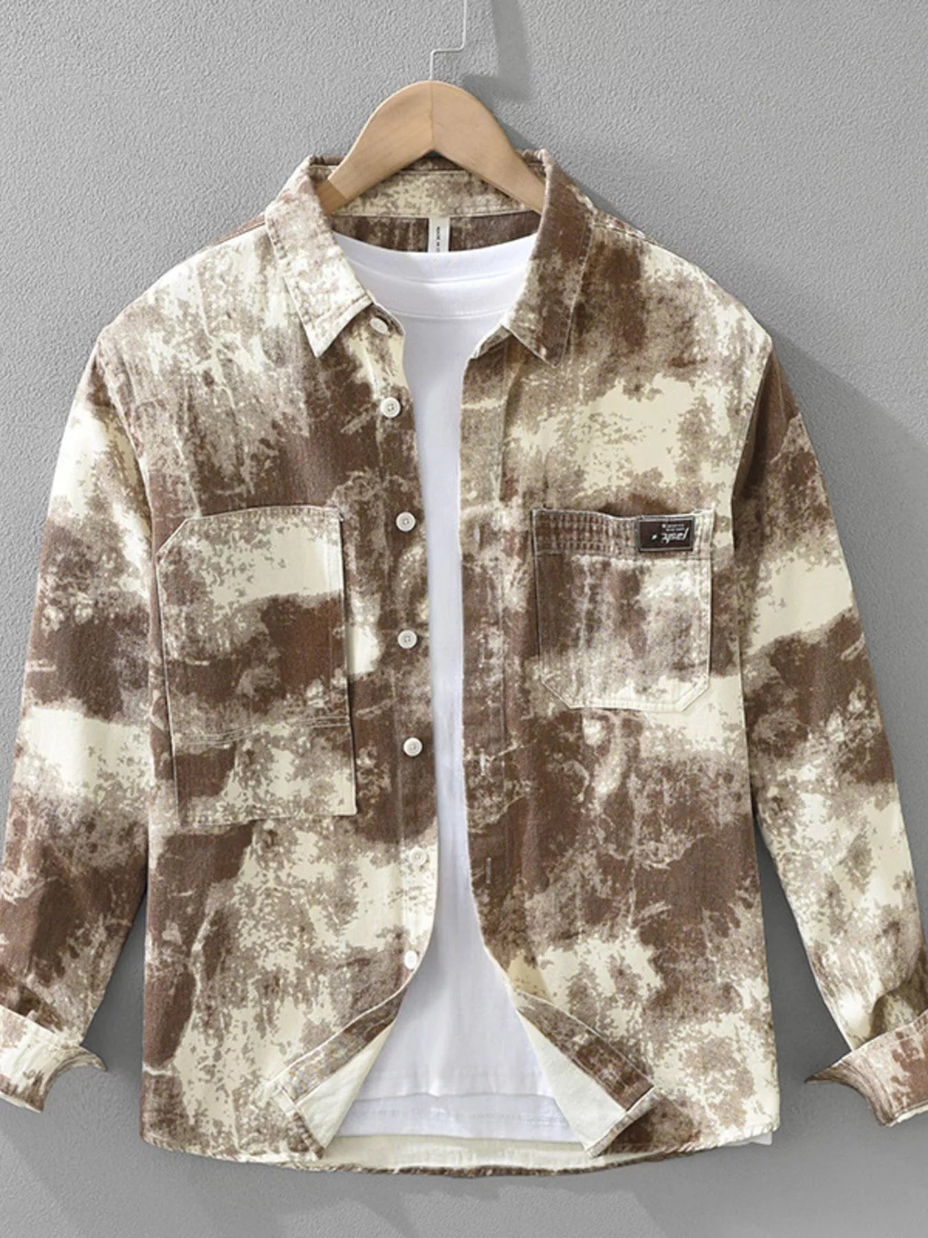 Men's Abstract Print Long Sleeve Casual Shirt