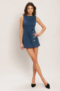 MIDNIGHT DENIM SKORT ROMPER