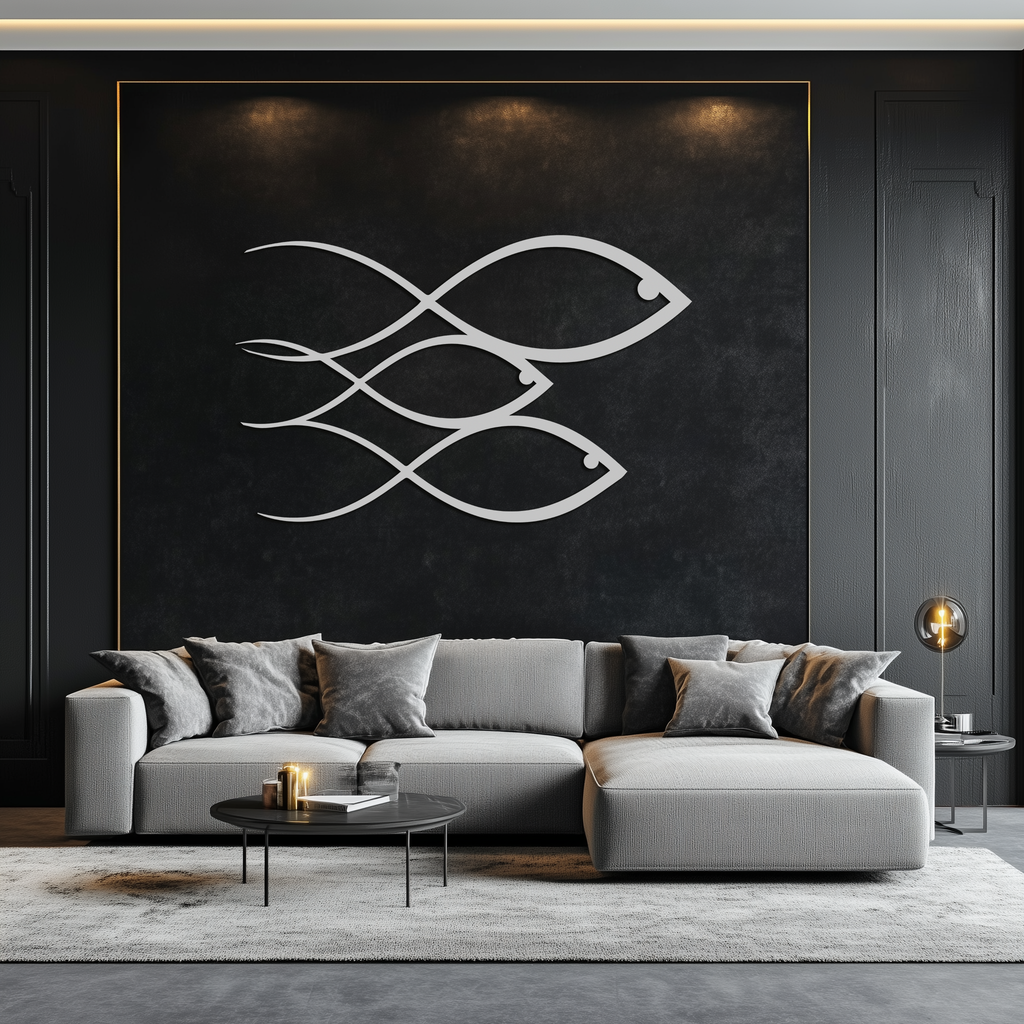 Minimalist Fish Metal Wall Art – Modern Coastal Decor - KAF139
