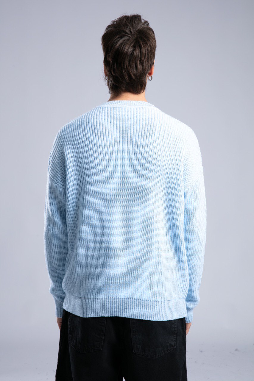 Ribbed Knit Crewneck Sweater – Oversize Unisex Pullover