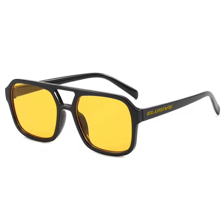 Retro Avi. Gloss black, Yellow Lense