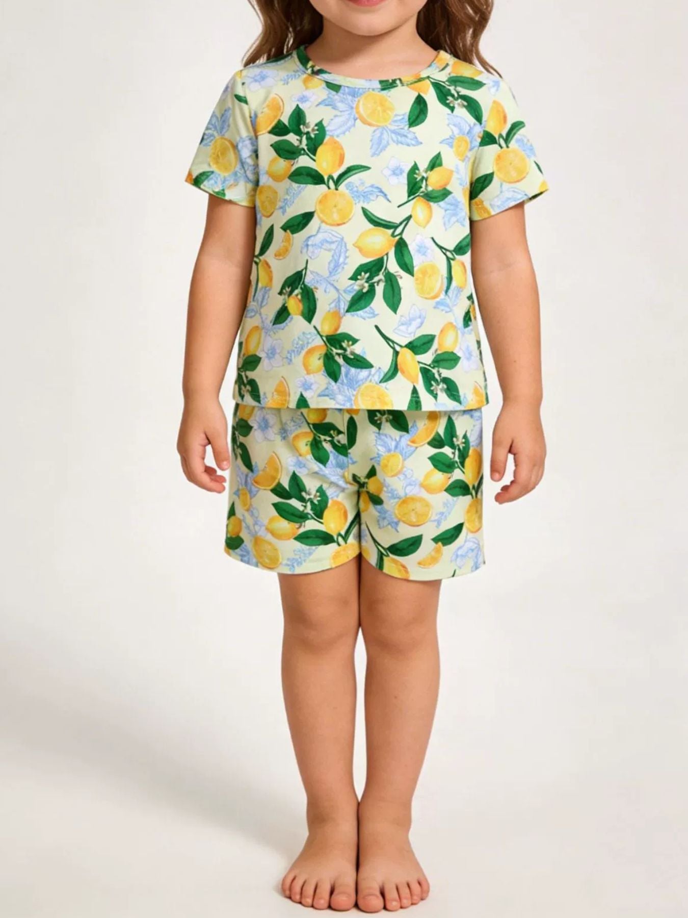 Children's Lemon Print Tee and Shorts Set