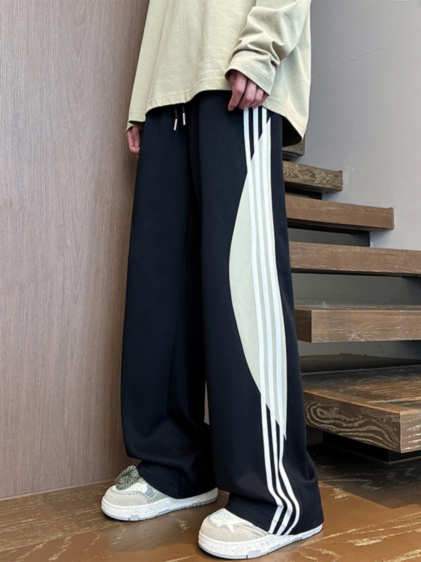 Men's Striped Wide Leg Casual Pants
