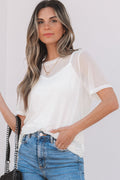 Miranda Sheer Mesh Short Sleeve Top