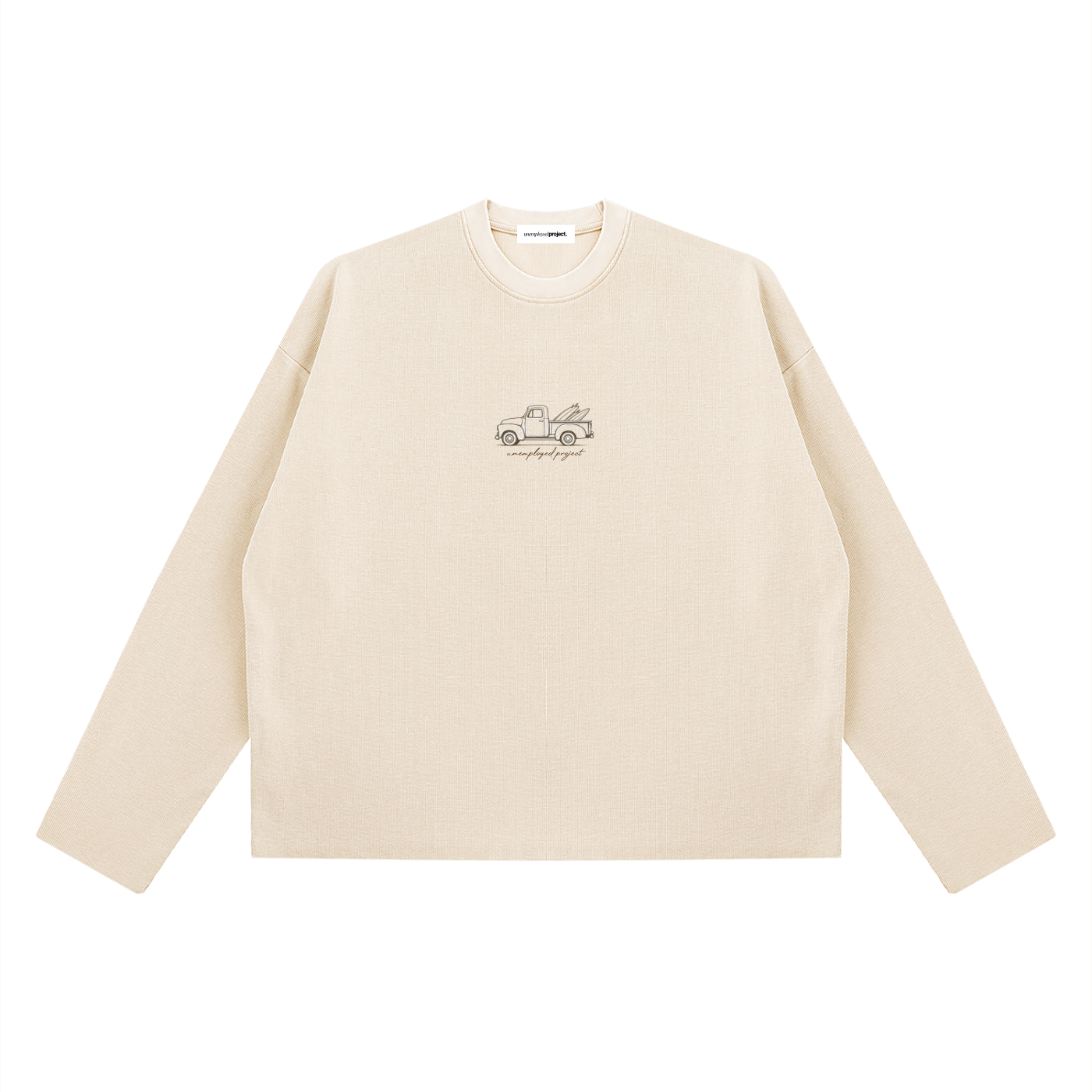 Waffle Knit Raw Hem Longsleeve