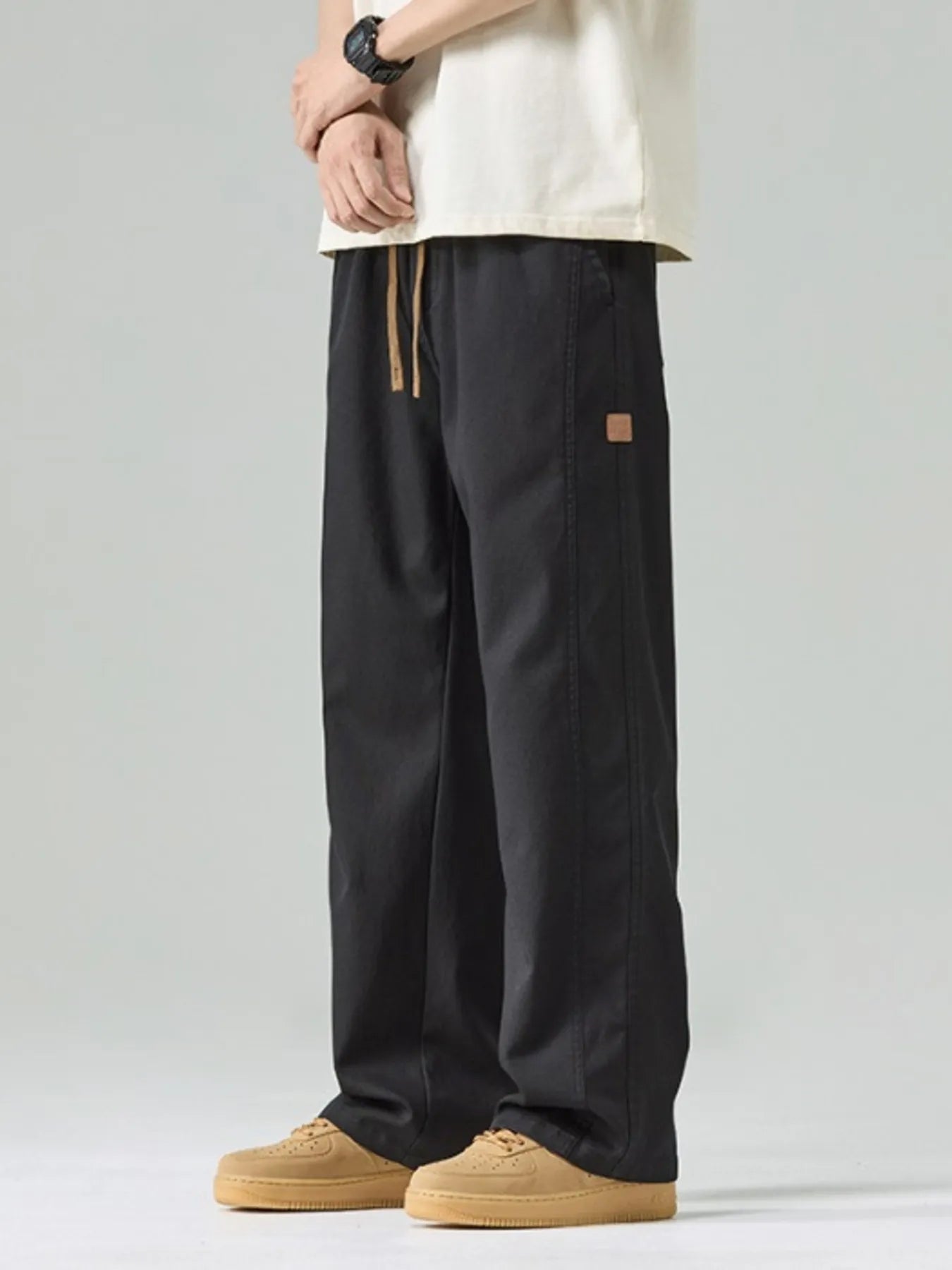 Men's Casual Drawstring Wide Leg Pants