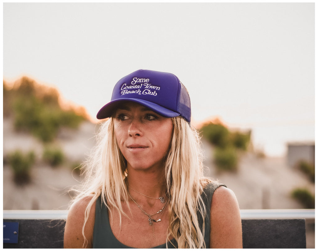 Beach Club Trucker Snapback Hat - Mariner Blue