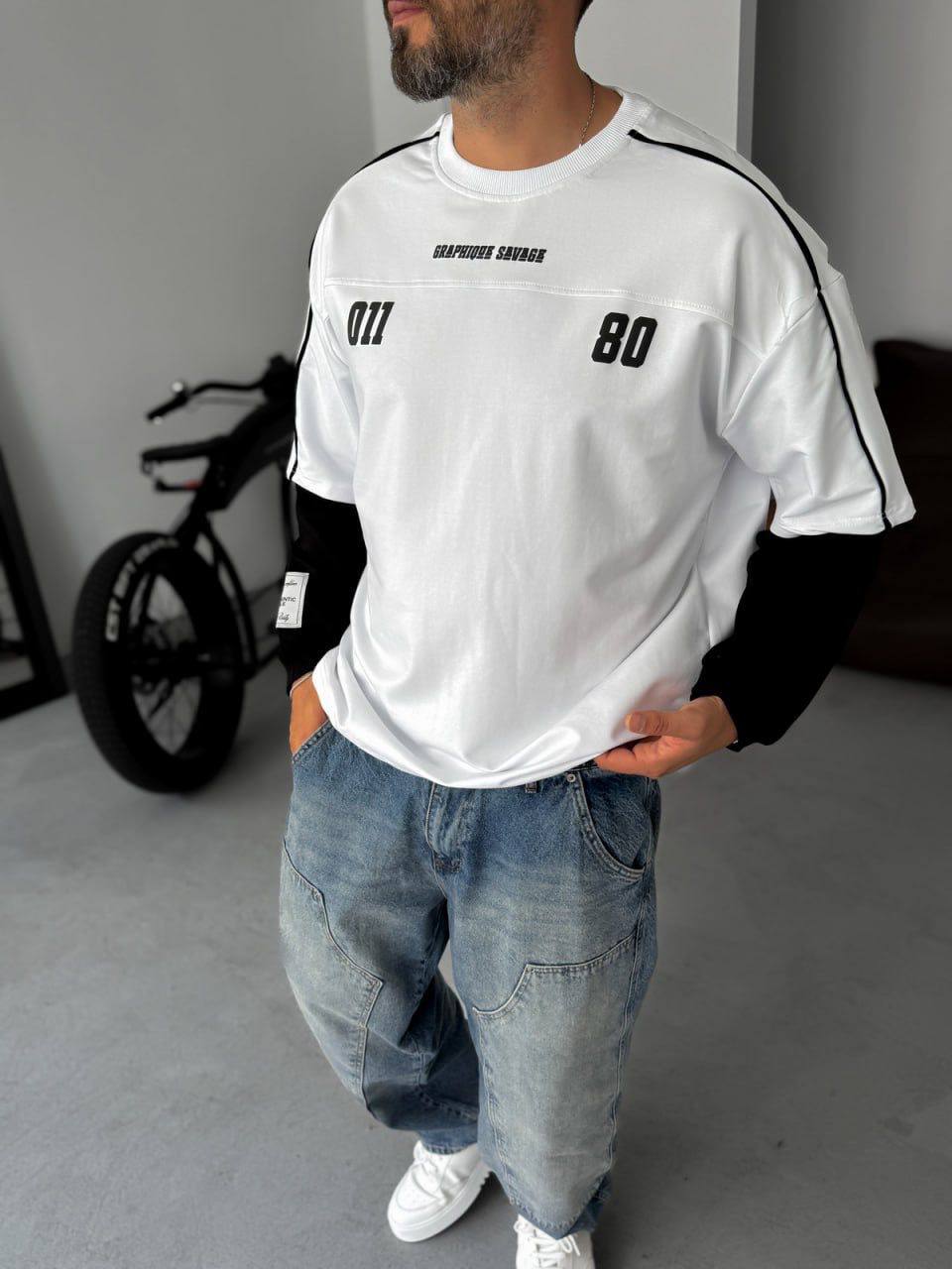 Unisex Graphic Print Oversize T-Shirt - American Football Style