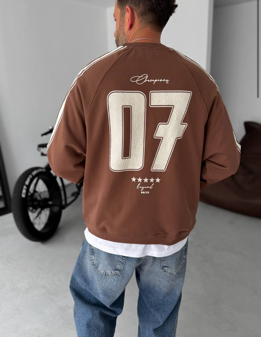 Unisex Oversize Sweatshirt with Varsity Stripes