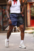 Urban Edge Split Design Men's Shorts – Dual-Tone Street Style with "FAST" Print