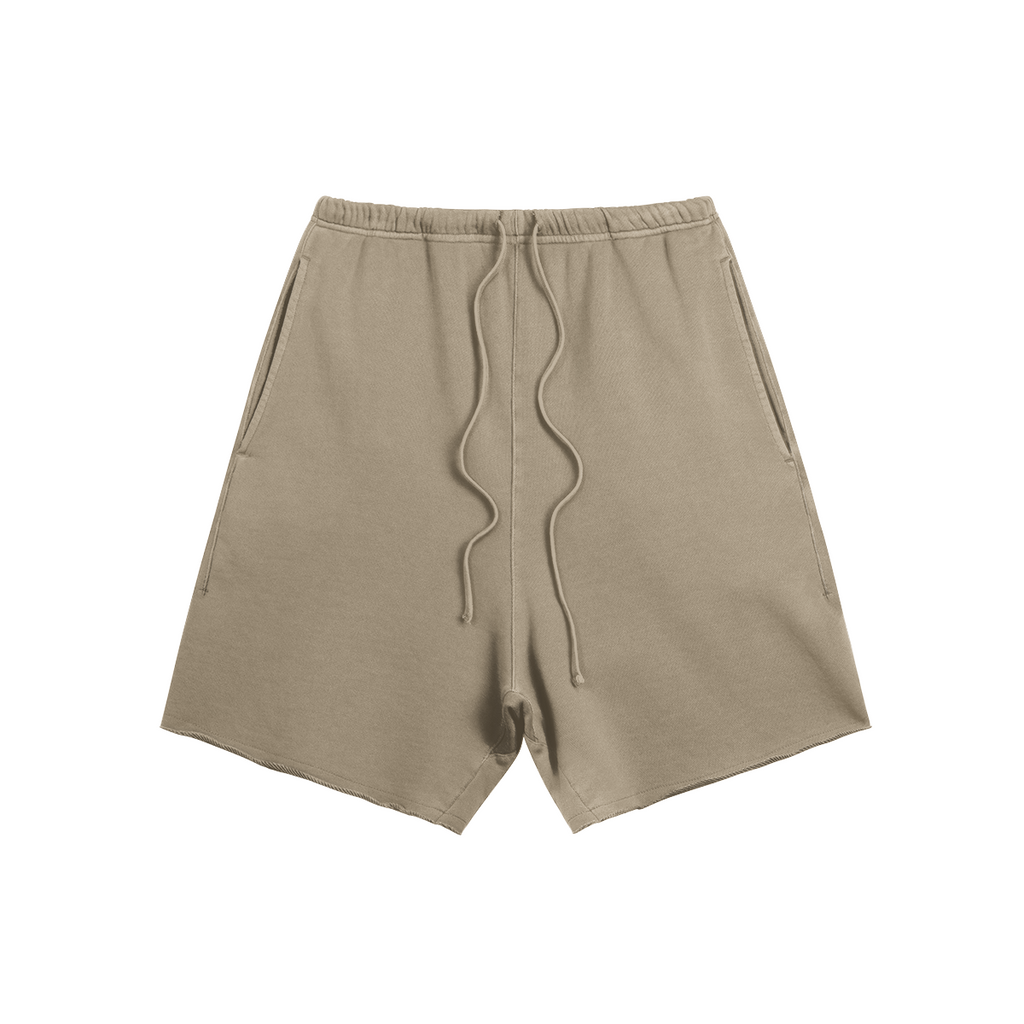 Raw Hem Oversized Sweatshorts [Khaki]